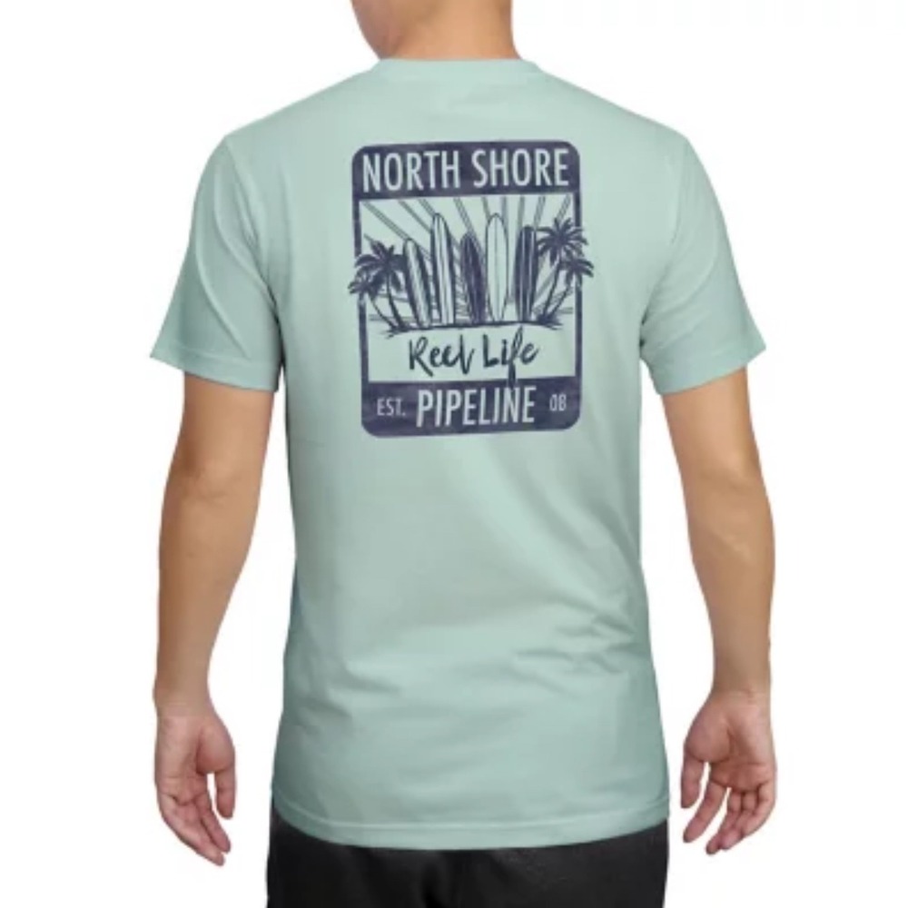 Reel Life Men's‎ Graphic Short Sleeve Tee Light Green size Small cotton